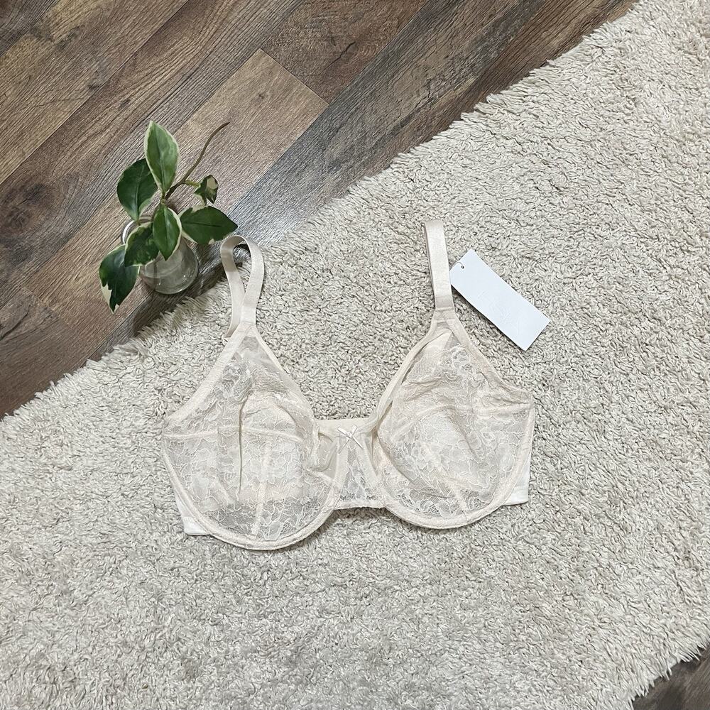 HSIA Size 34G Cream Ivory Lace Underwire Unlined Minimizer Bra NWT